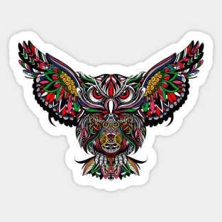 Owl with open wings and claws. Sticker